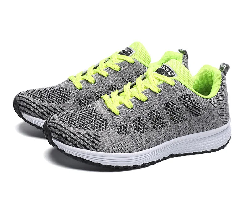 Women's Breathable Mesh Flat Sneakers — Casual Walking & Gym Vulcanized Shoes