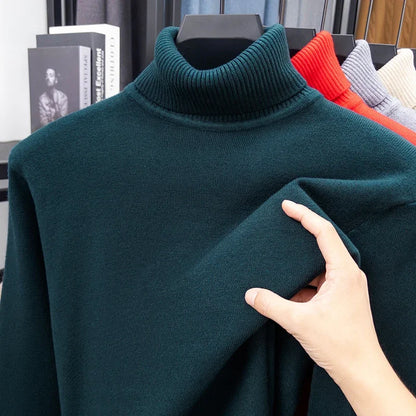 Men's Slim Fit Knitted Turtleneck Sweater — Anti-Pilling Long Sleeve Pullover
