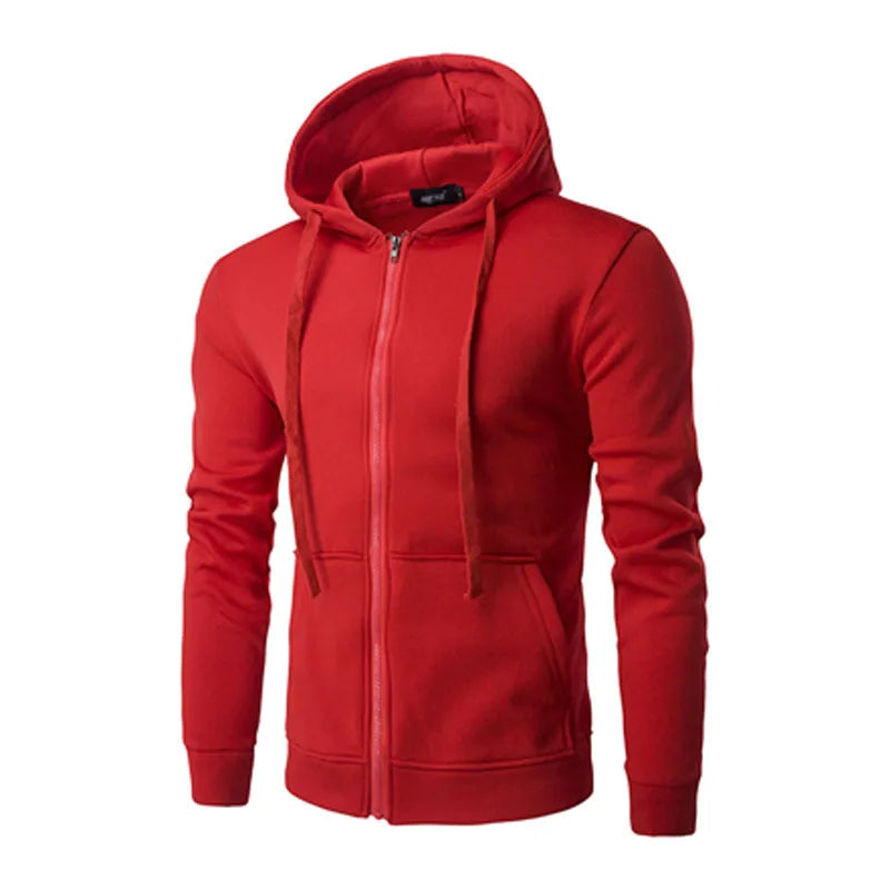 Men's Slim Fit Zip-Up Hoodie — Long Sleeve Autumn Sweatshirt Jacket