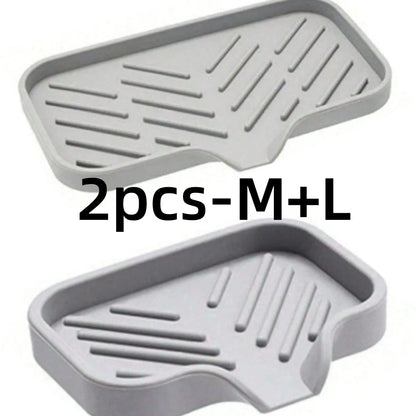 Silicone Sink Storage Tray — Drain Design Sponge & Soap Holder for Kitchen