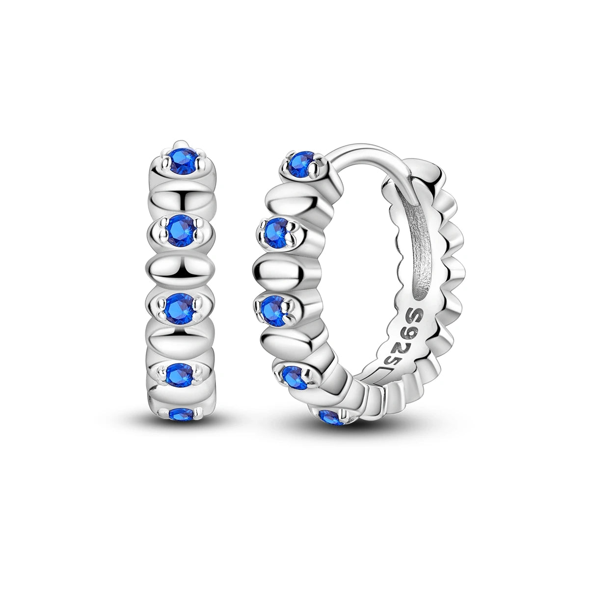925 Sterling Silver Blue Zircon Butterfly Hoop Earrings — Colored Fine Jewelry for Women & Girls