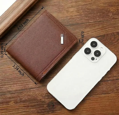 Men's Minimalist Soft Leather Short Wallet — Slim Foldable Bifold for Everyday Carry