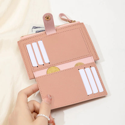 Women's Mini PU Leather Credit Card Holder Wallet — Ultra-Thin Minimalist Short Purse