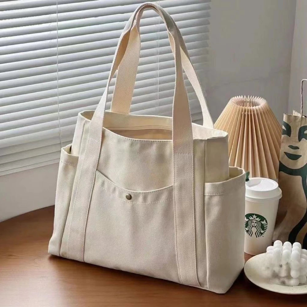 Large Capacity Canvas Tote Bag — Work, College & Shopping Shoulder Bag for Women
