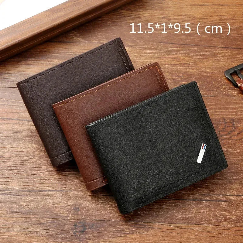 Men's Minimalist Soft Leather Short Wallet — Slim Foldable Bifold for Everyday Carry