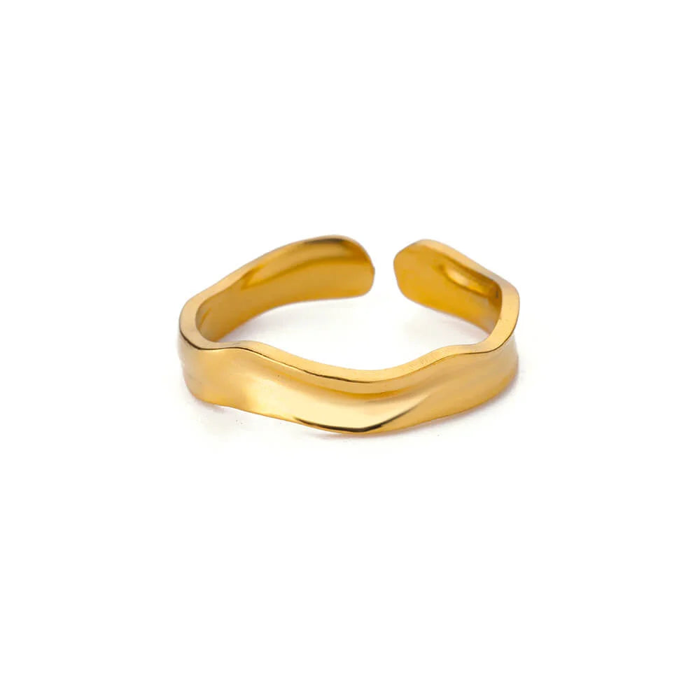 Adjustable 18K Gold-Plated Stainless Steel Zircon Ring – 30 Designs
