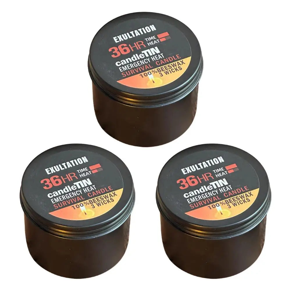 36-Hour Emergency Beeswax Survival Candle — 3-Wick Long Lasting Aroma Candle for Home & Camping