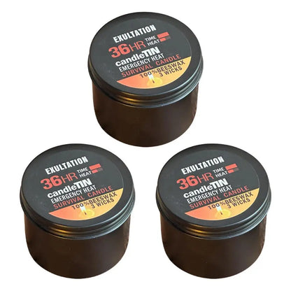 36-Hour Emergency Beeswax Survival Candle — 3-Wick Long Lasting Aroma Candle for Home & Camping