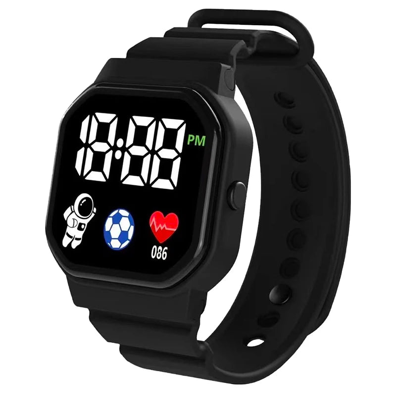 Kids Sport LED Digital Watch — Waterproof Silicone Wristwatch for Boys & Girls