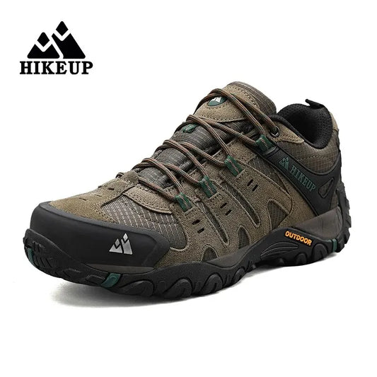 HIKEUP Men's Suede Leather Hiking Shoes — Wear-Resistant Outdoor Trekking, Walking & Tactical Sneakers