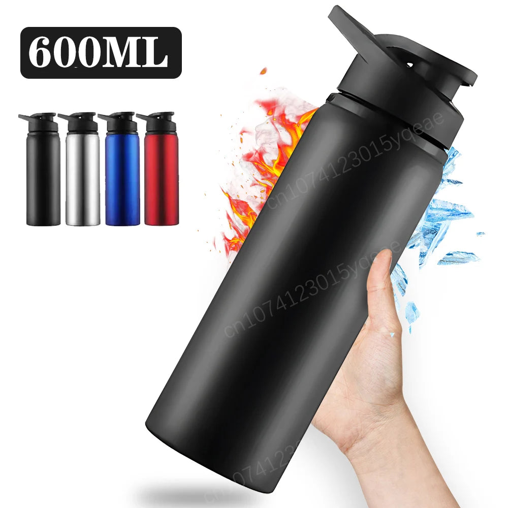 Metal Portable Aluminum Water Bottle — Leakproof Reusable Sports Bottle for Cycling, Hiking & Travel (600ml)