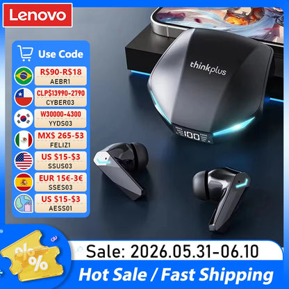 Lenovo XT53 Wireless Earbuds — Bluetooth 5.4, LED Display, Low Latency Gaming & Waterproof Design