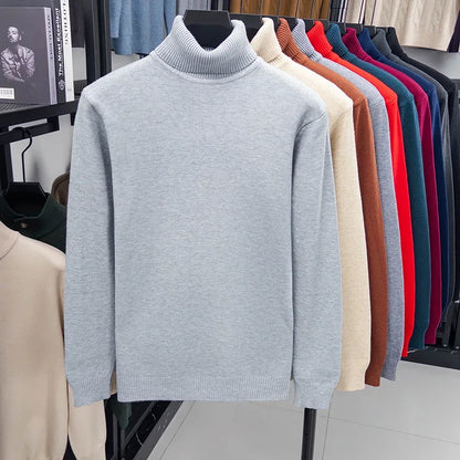 Men's Slim Fit Knitted Turtleneck Sweater — Anti-Pilling Long Sleeve Pullover