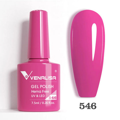 Venalisa HEMA-Free Glitter Gel Nail Polish — Full Coverage UV LED Soak-Off, Jelly Pink & Nude