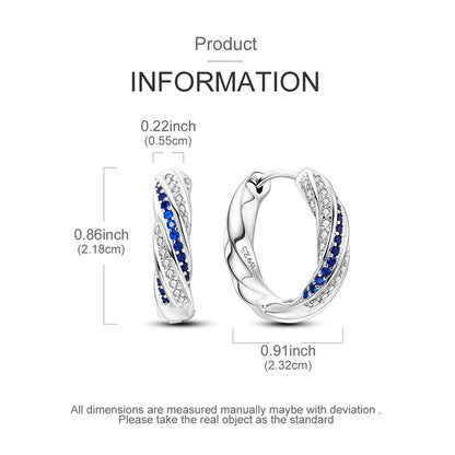 925 Sterling Silver Blue Zircon Butterfly Hoop Earrings — Colored Fine Jewelry for Women & Girls