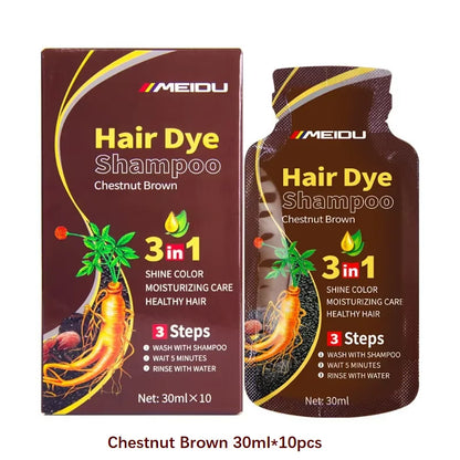 3-in-1 Natural Black Herbal Hair Dye Shampoo — Quick Color, Moisturizing & Conditioning Hair Care