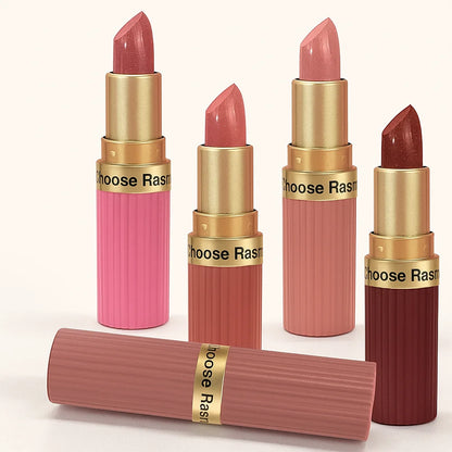 6-Shade Pearlescent Glitter Lipstick – Pink & Nude Tones