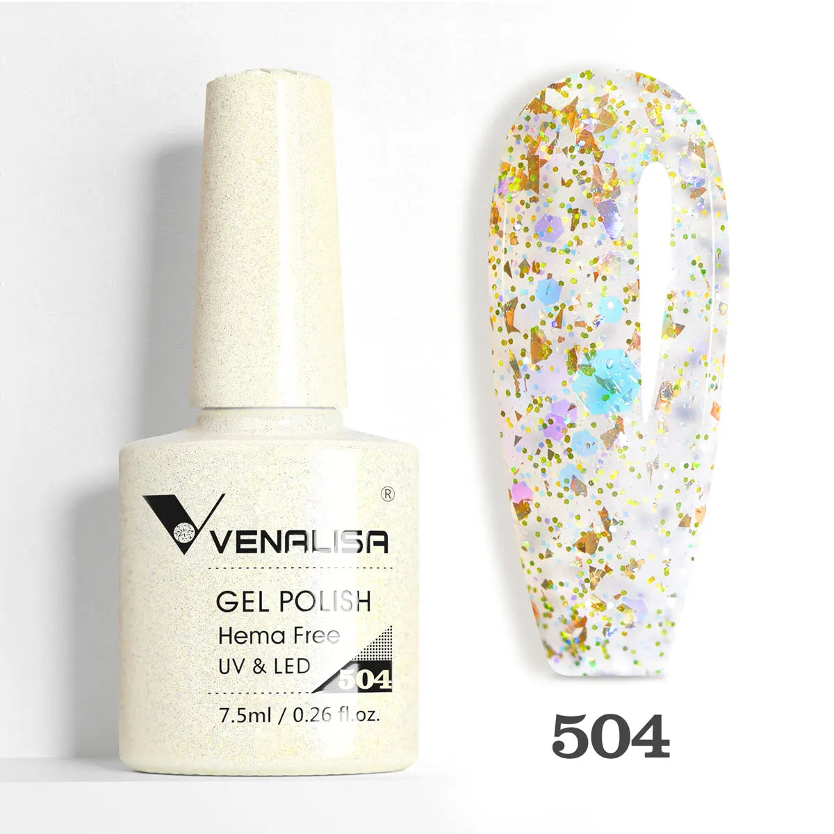 Venalisa HEMA-Free Glitter Gel Nail Polish — Full Coverage UV LED Soak-Off, Jelly Pink & Nude