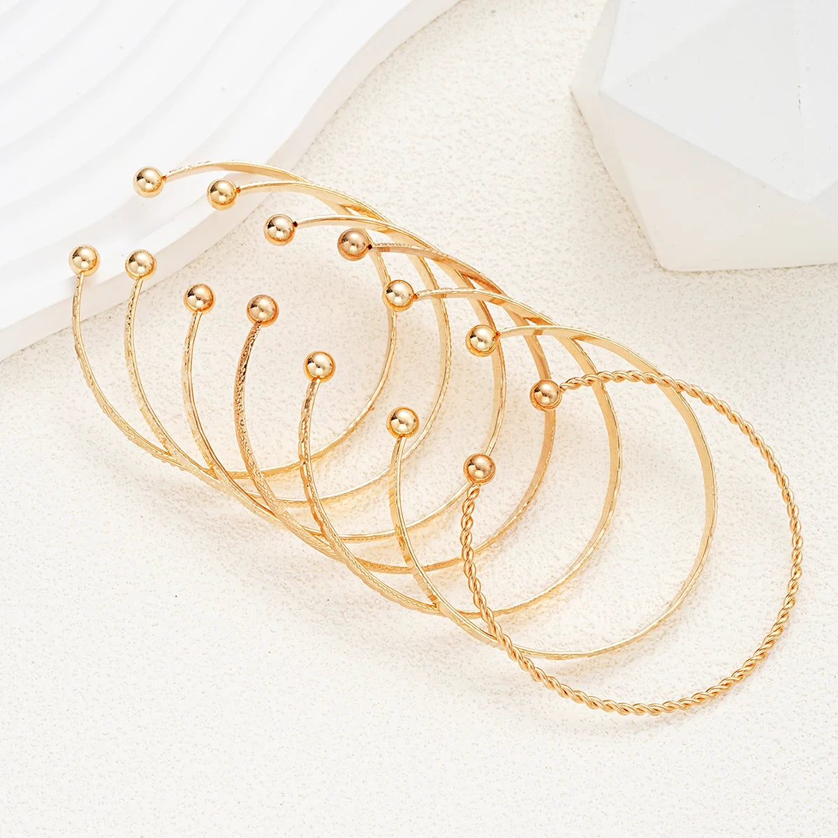 7-Piece Women’s Gold-Tone Punk Bracelet Set