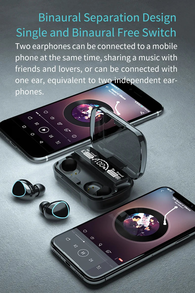 M10 Wireless Earbuds with Built-In Power Bank — High Quality Sound, Sports & Gaming Bluetooth Headphones
