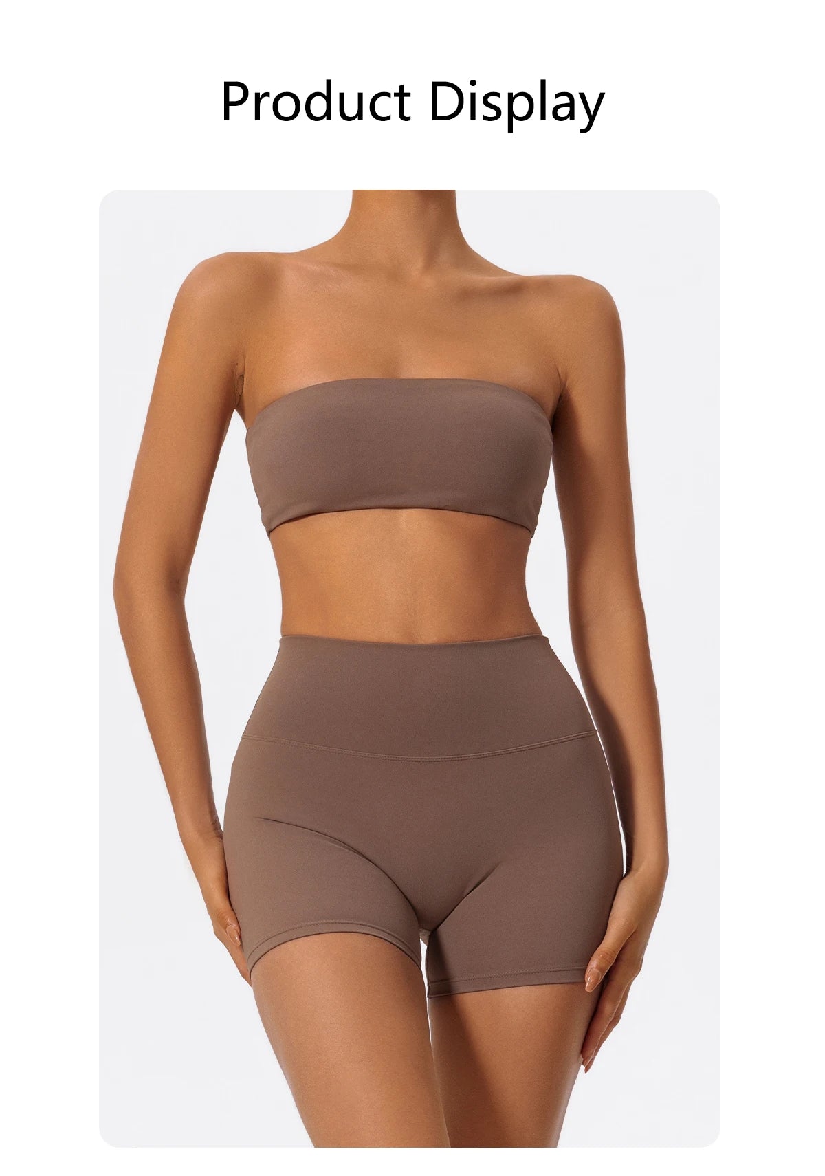 Women's 2-Piece Fitness Sports Set — Strapless Crop Bra & Yoga Workout Gym Suit for Women
