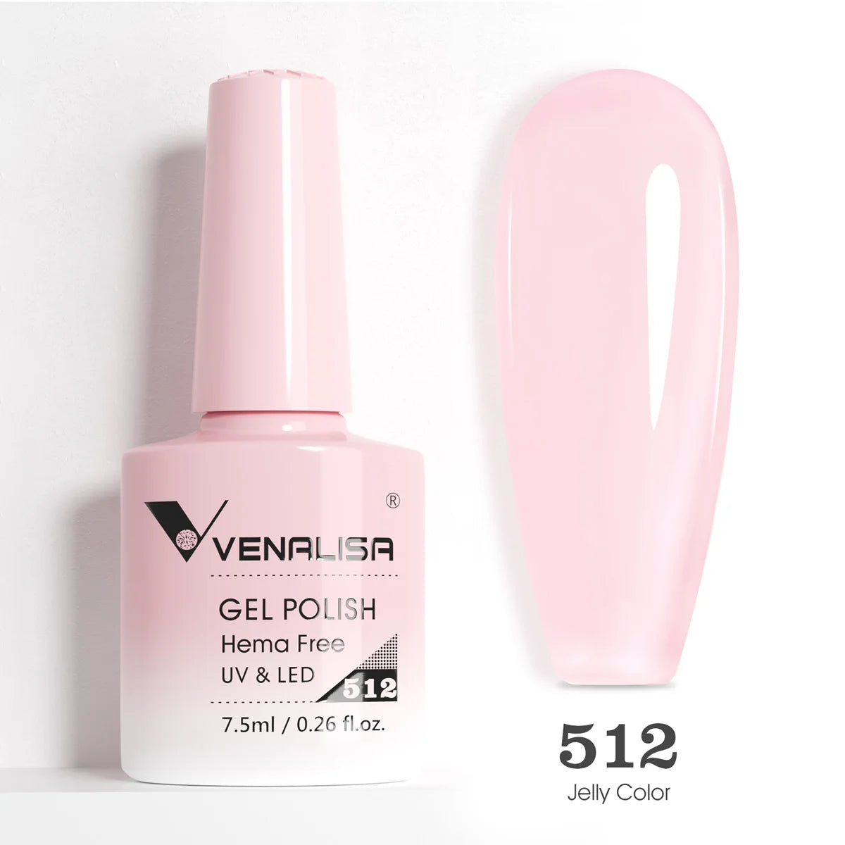 Venalisa HEMA-Free Glitter Gel Nail Polish — Full Coverage UV LED Soak-Off, Jelly Pink & Nude