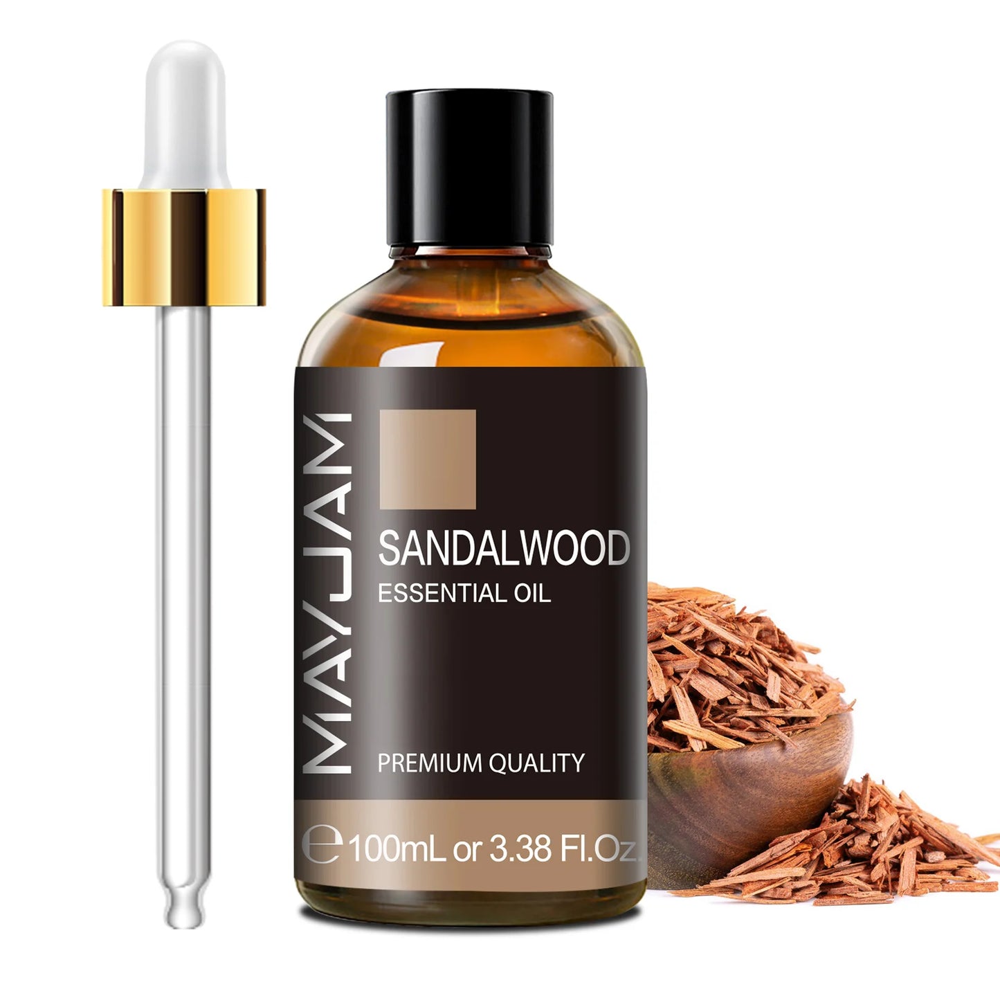 MAYJAM 100ml Essential Oil with Dropper — Sandalwood, Lavender, Eucalyptus & Vanilla Aroma Oil for Humidifier & Candle Burner