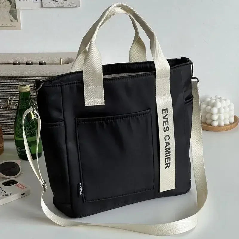 Nylon Waterproof Canvas Tote Bag — Large Capacity Casual Messenger Shoulder Bag for Women & Students