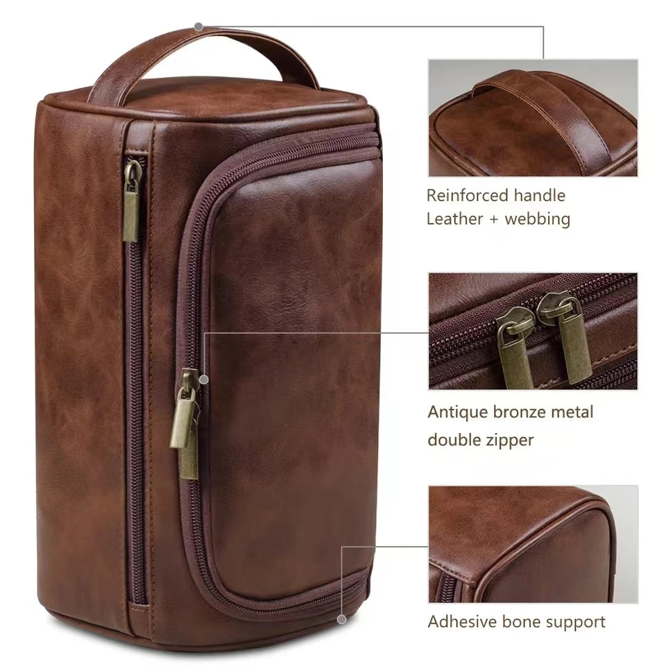 Leather Toiletry Bag — Hanging Dopp Kit for Men & Women