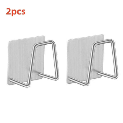 Self-Adhesive Kitchen Sink Sponge Holder — Stainless Steel Drain Drying Rack & Wall Hook Organizer