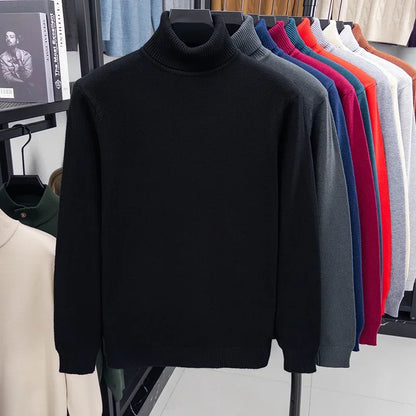Men's Slim Fit Knitted Turtleneck Sweater — Anti-Pilling Long Sleeve Pullover
