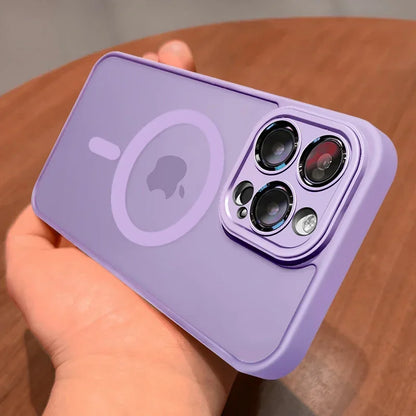 Magnetic Matte Translucent iPhone Case with Lens Protector — MagSafe Compatible, iPhone 11–17 Pro Max