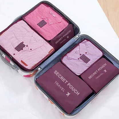 6-Piece Travel Storage Bag Set — Large Capacity Waterproof Luggage & Clothing Organizer with Zipper