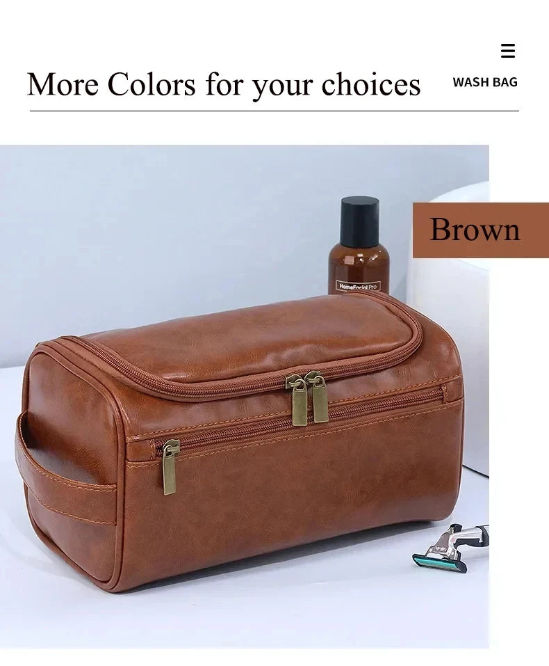Leather Toiletry Bag — Hanging Dopp Kit for Men & Women