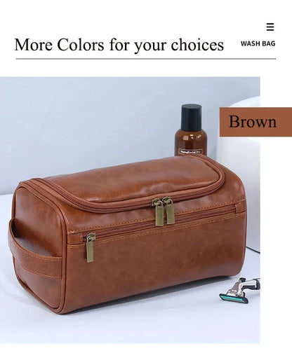 Leather Toiletry Bag — Hanging Dopp Kit for Men & Women