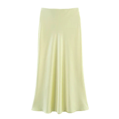 Willshela Black Satin Midi Skirt — Elegant & Versatile Women's Fashion
