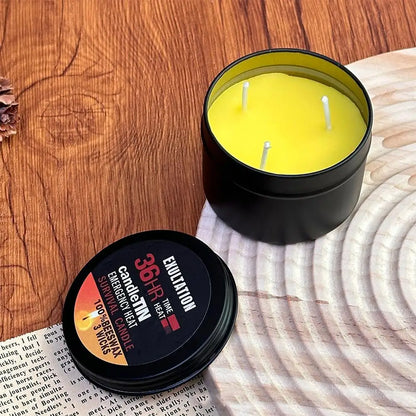 36-Hour Emergency Beeswax Survival Candle — 3-Wick Long Lasting Aroma Candle for Home & Camping