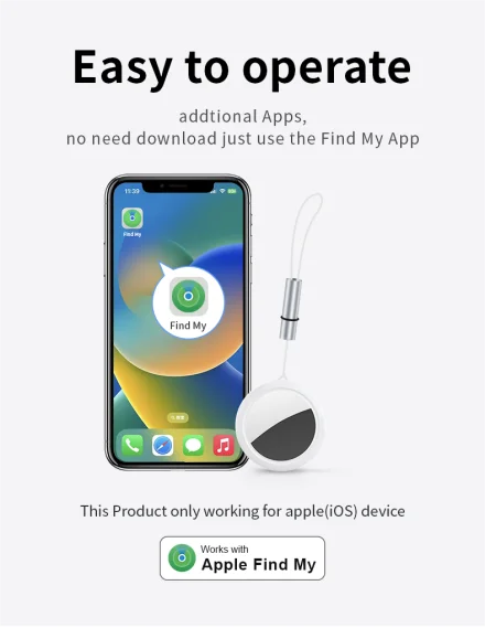 JSPTEC Bluetooth GPS Tracker — IPX5 Waterproof Mini Finder for Kids, Pets, Elderly & Keys (iOS)