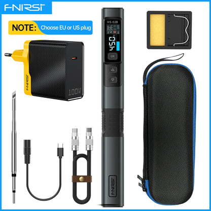 FNIRSI HS-02 Portable Soldering Iron — 100W PD, Adjustable 100-450°C Temperature & Fast Heating