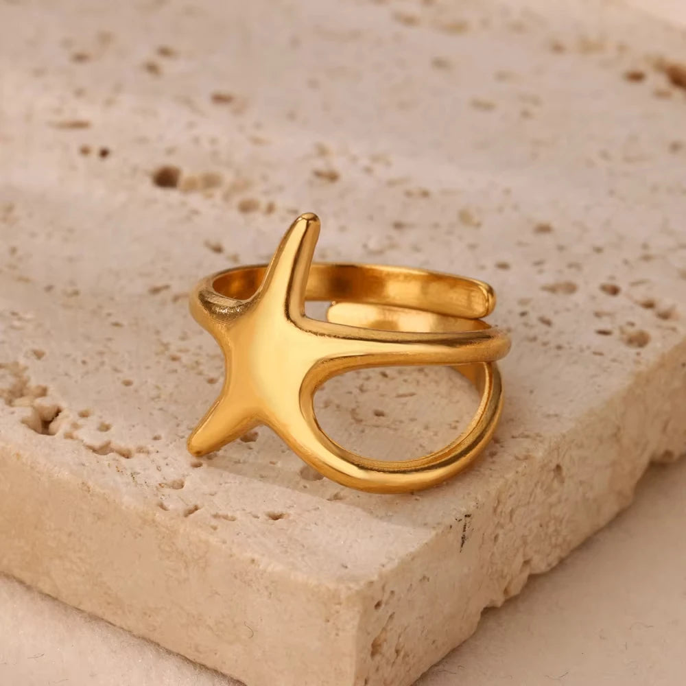Adjustable 18K Gold-Plated Stainless Steel Zircon Ring – 30 Designs