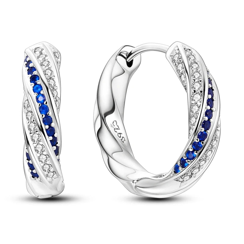 925 Sterling Silver Blue Zircon Butterfly Hoop Earrings — Colored Fine Jewelry for Women & Girls