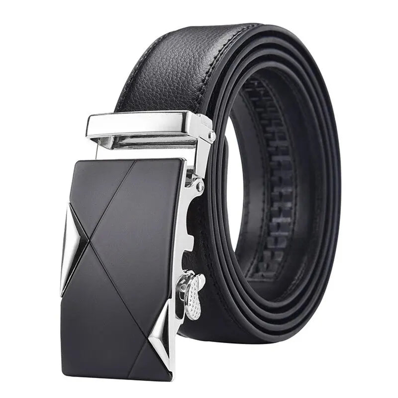 Men’s 120 cm PU Belt with Statement Buckle – 6 Styles