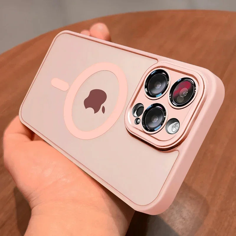 Magnetic Matte Translucent iPhone Case with Lens Protector — MagSafe Compatible, iPhone 11–17 Pro Max