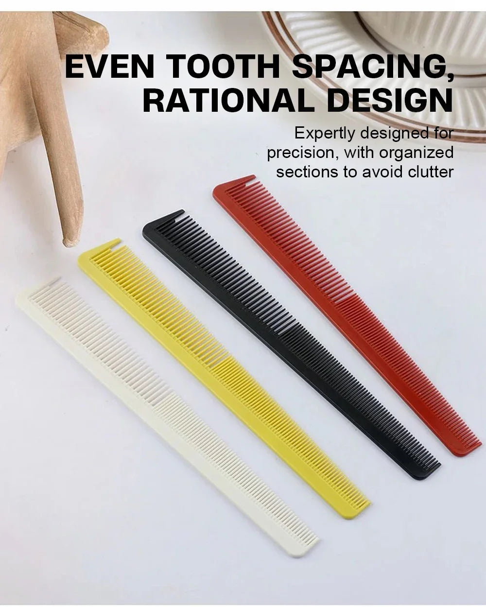 Professional Barbershop Dense Teeth Comb Set — Anti-Static Edge & Corner Comb for Flat Haircut & Styling