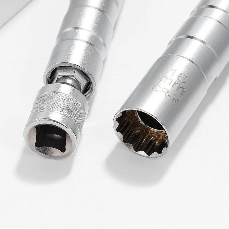 Spark Plug Socket Wrench Adapter Kit — 14mm & 16mm Magnetic Swivel Torque Removal Tool for Cars
