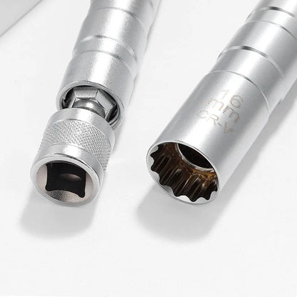 Spark Plug Socket Wrench Adapter Kit — 14mm & 16mm Magnetic Swivel Torque Removal Tool for Cars