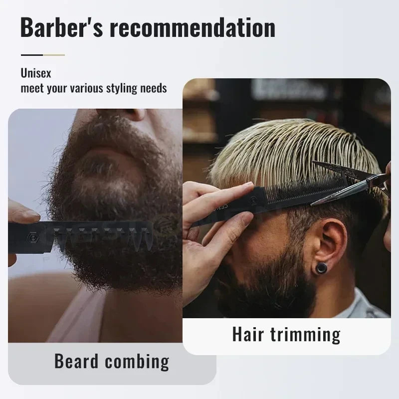 Pocket Folding Wide Tooth Comb Set — 1/2/3-in-1 Plastic Oil Head, Beard & Barber Styling Combs