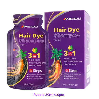 3-in-1 Natural Black Herbal Hair Dye Shampoo — Quick Color, Moisturizing & Conditioning Hair Care