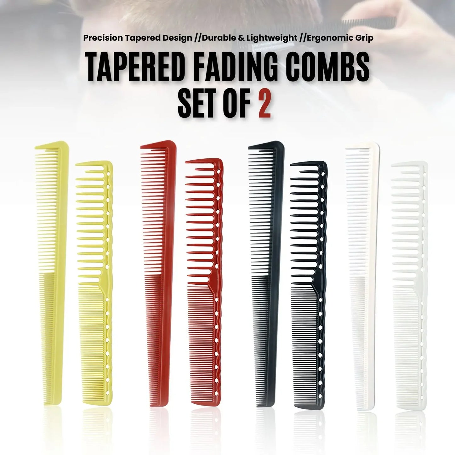 Professional Barbershop Dense Teeth Comb Set — Anti-Static Edge & Corner Comb for Flat Haircut & Styling