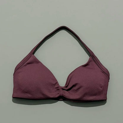 Women's Sports Strappy Yoga Bra — High Support Backless Halter Fitness Workout & Running Bra